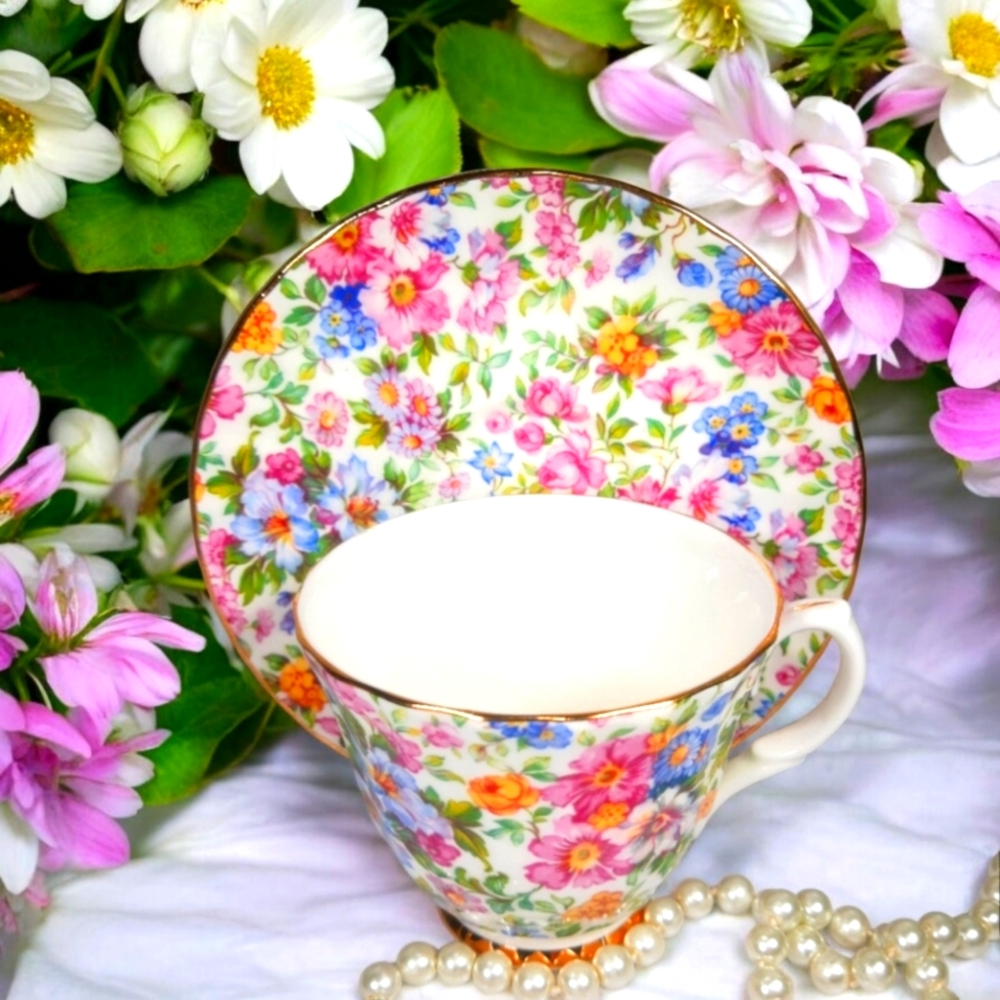 Antique Bethany Fine Cup and Saucer Set, Staffordshire, England circa 1940/1950.